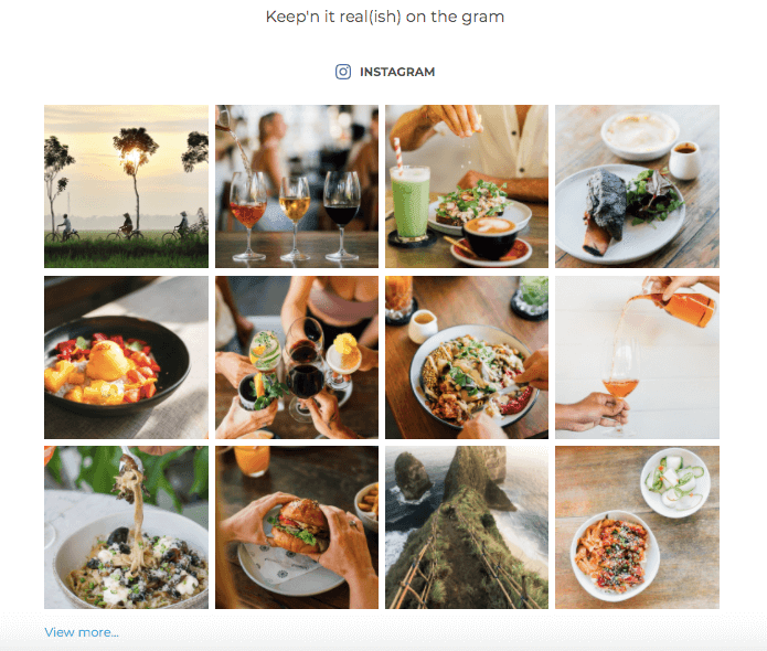 Instagram feed of a food business embedded on its website Instagram feed of a food business embedded on its website